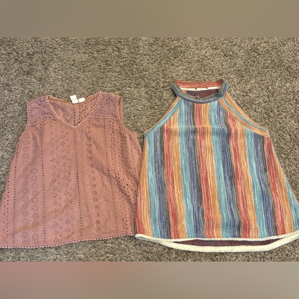 Bundle/ Colorful Striped and Mauve eyelet womens Tops
